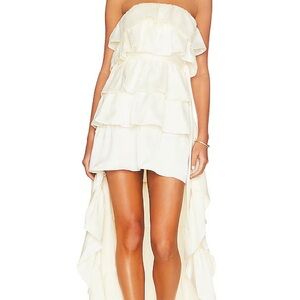 WEWOREWHAT Tiered Ruffle High Low Dress in Whisper White size 2 (NWOT)